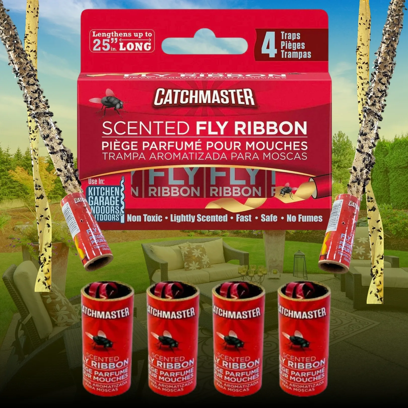 CatchMaster | Cinta Atrapamoscas Paquete x 4 - Image 3