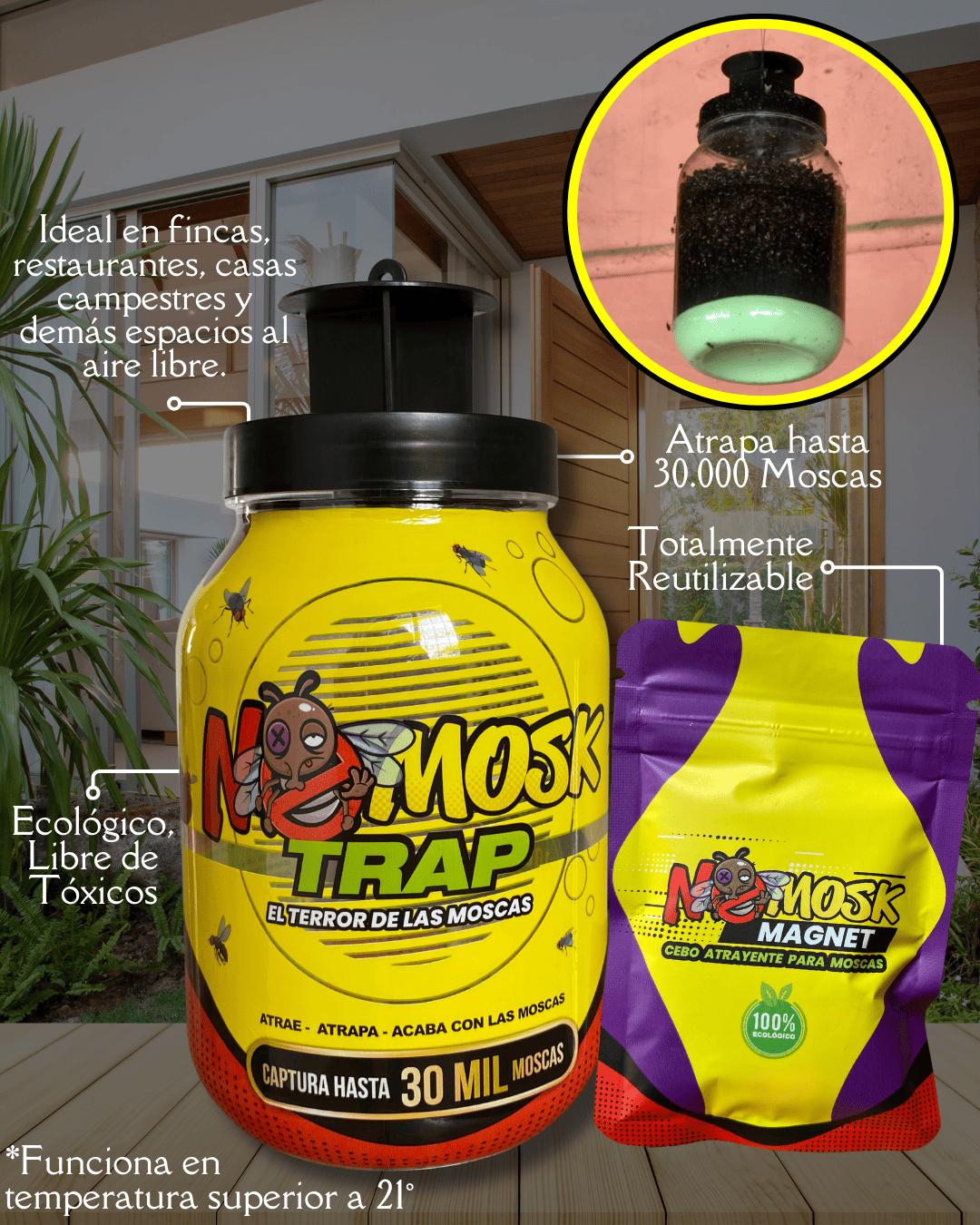 NoMosk® Fly Trap | Trampa para Moscas en Exteriores