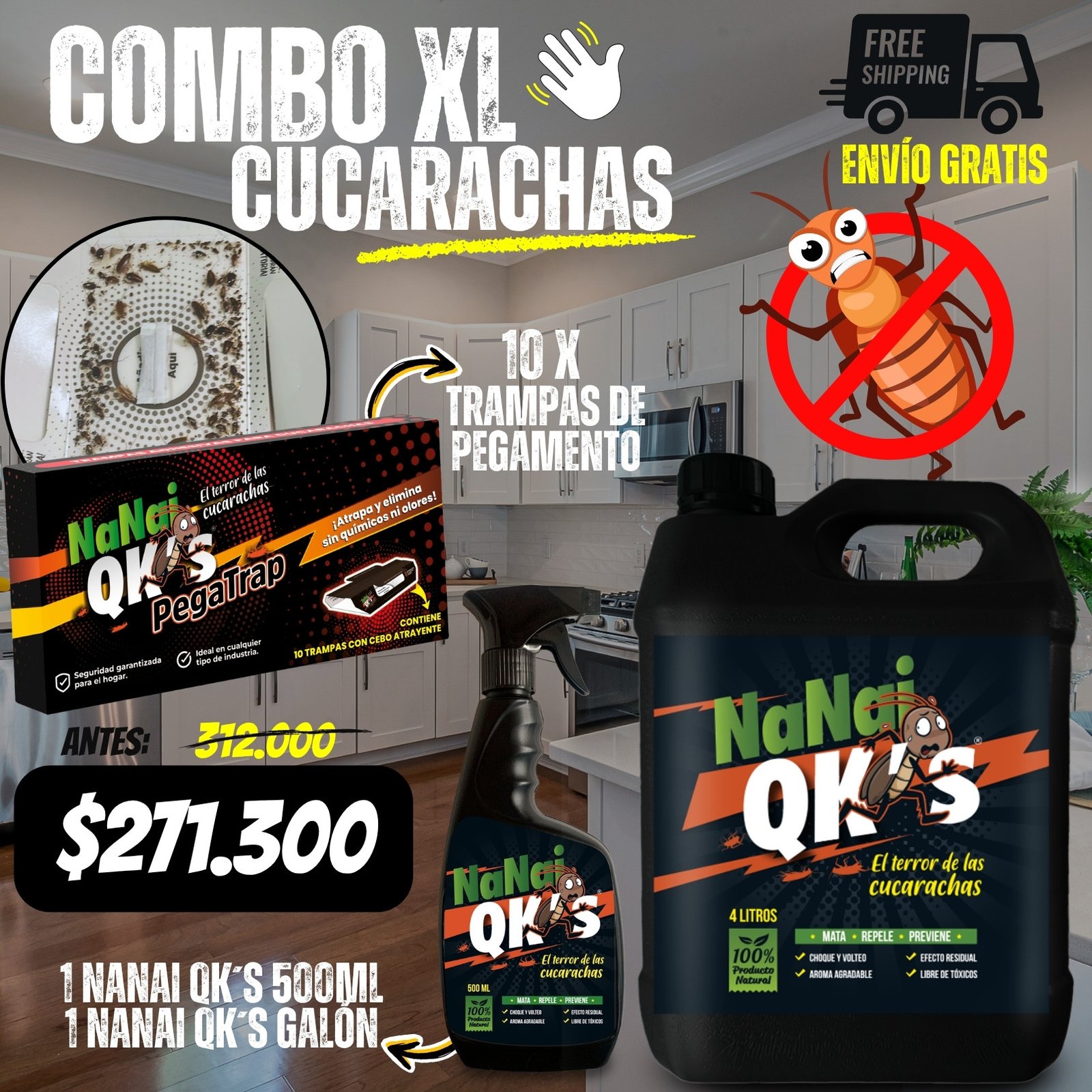 Combo XL Cucarachas + Envío Gratis
