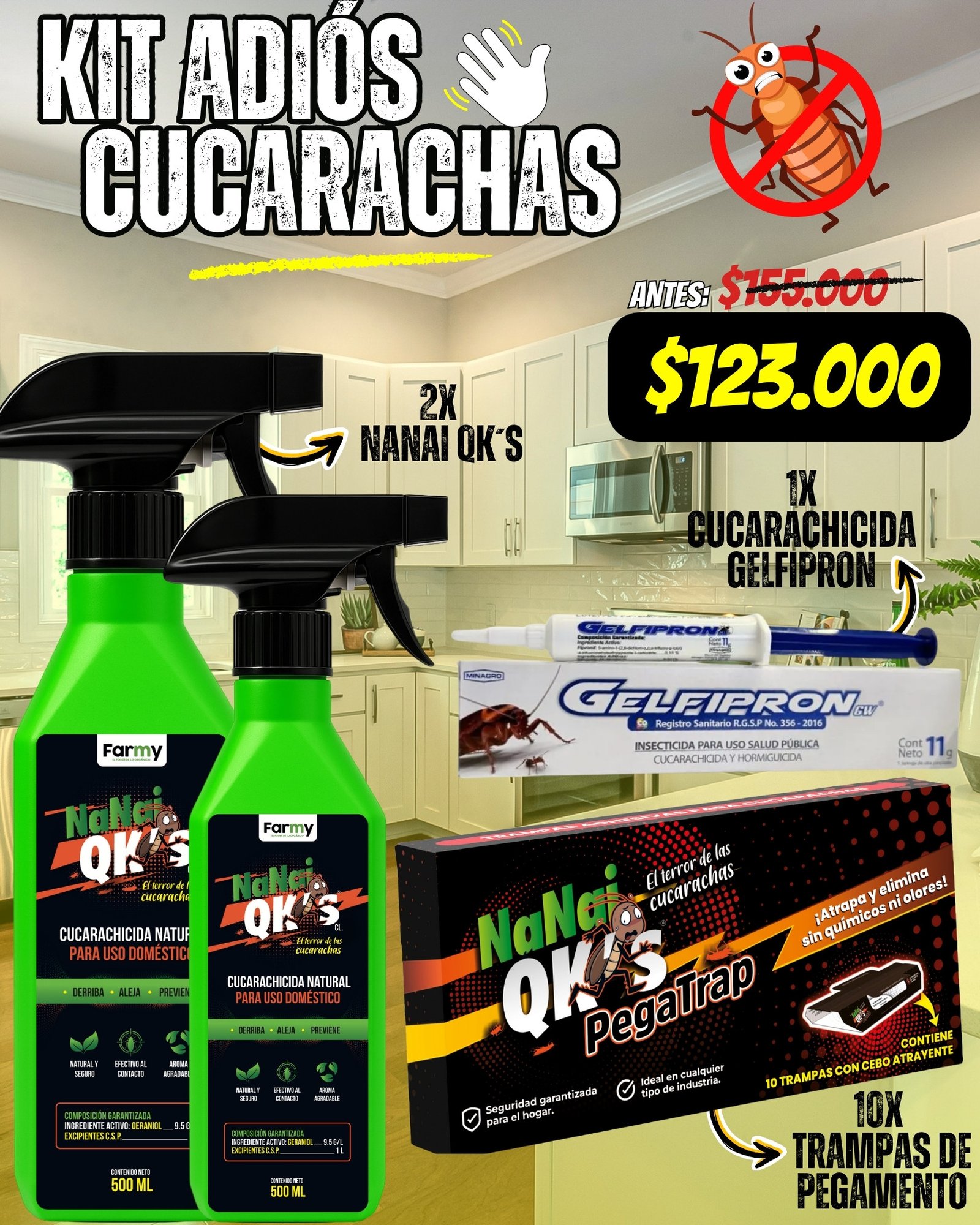 kit adios cucarachas nanai qks