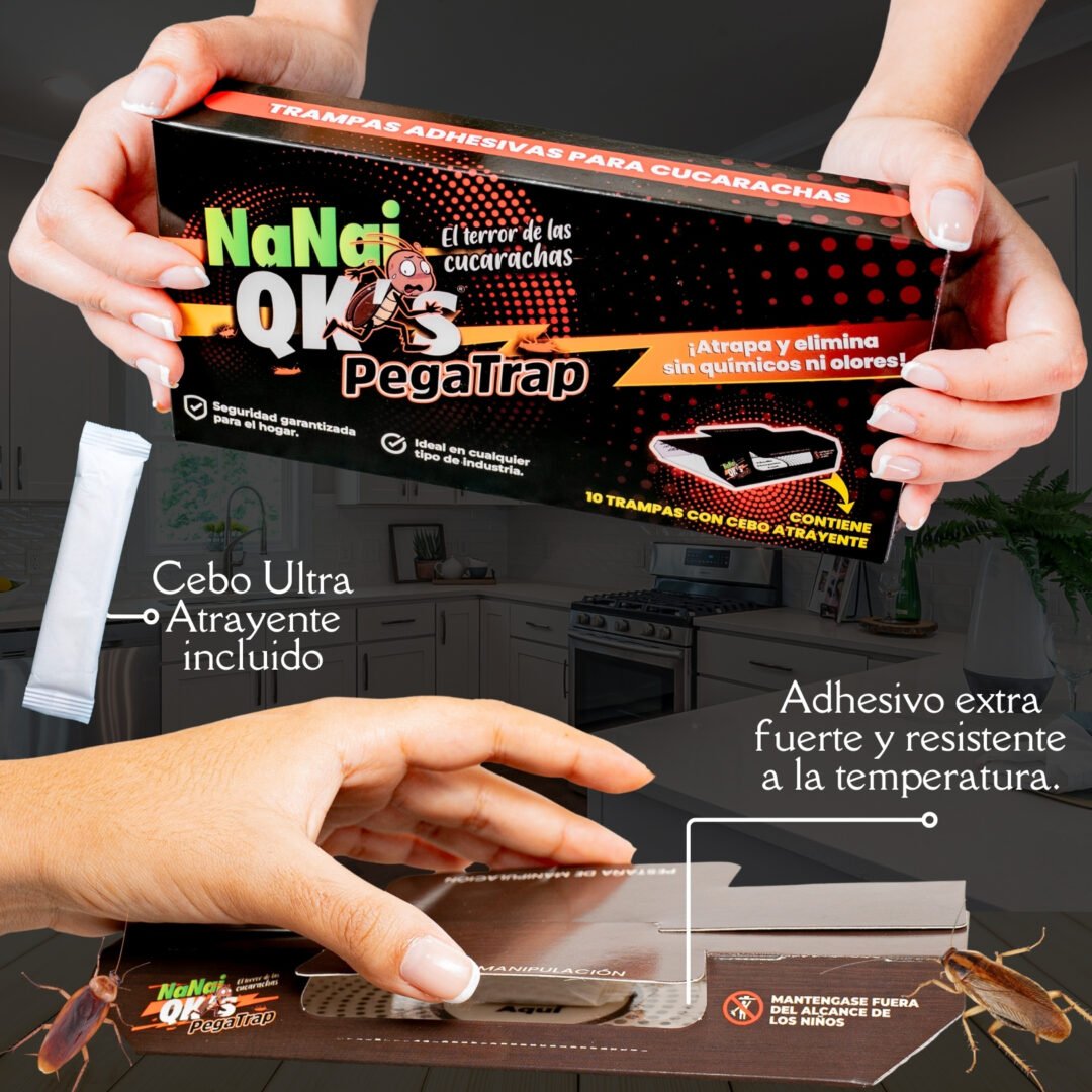 Trampa adhesiva para cucarachas NaNai QK’s PegaTrap con diseño discreto, lista para usar en cualquier rincón del hogar